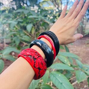 Funky Fresh & Fine Red and Black Bracelet Set